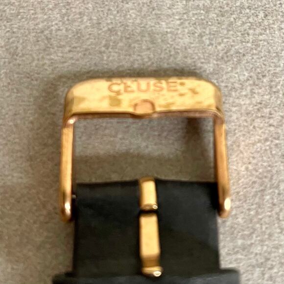Cluse Minuit Womens Black Rose Gold Tone Leather Strap Watch - Picture 6 of 7